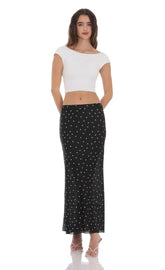 Mesh Polka Dot Skirt in Black