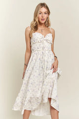 ADORA Smocked Floral Sweetheart Neck Cami Dress