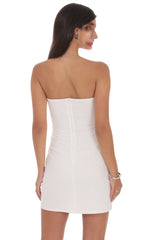 Pearl Butterfly Strapless Dress in White