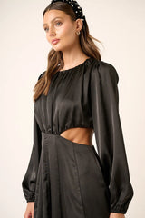 Mittoshop Satin Side Cutout Detail Mini Dress