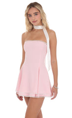 Pink Satin Strapless Dress