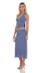Chiffon Midi Skirt in Powder Blue