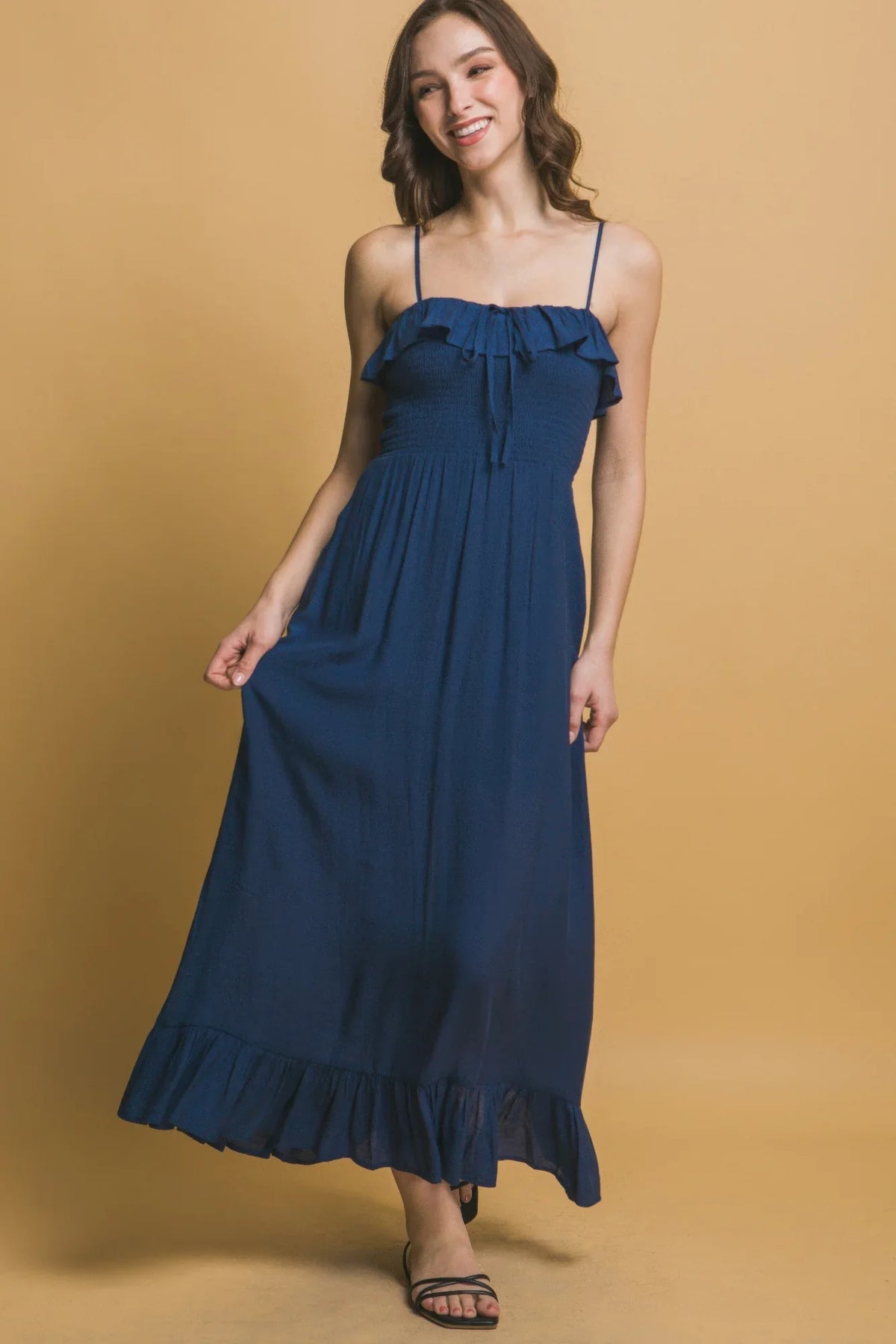 Smocked Ruffle Maxi Dress