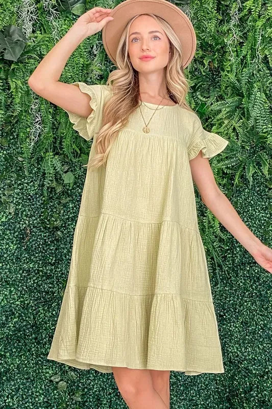 And The Why Cotton Gauze Baby Doll Casual Dress