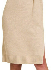 Zenana Turtle Neck Long Sleeve Midi Sweater Dress